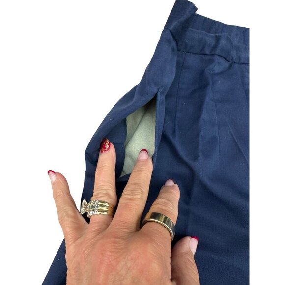 Vintage Permanent Press High Waisted Side Zip Ladies Navy Blue, Side Pocket - Picture 4 of 15